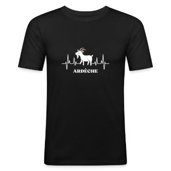 battement Ardèche homme humour ardéchois cadeau - T-shirt près du corps Homme - noir - Devant - Nik (191cm)