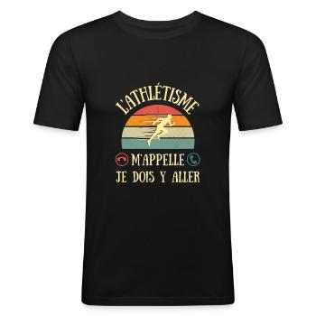 athlétisme m'appelle humour athlète homme femme - T-shirt près du corps Homme - noir - Devant - Nik (191cm)