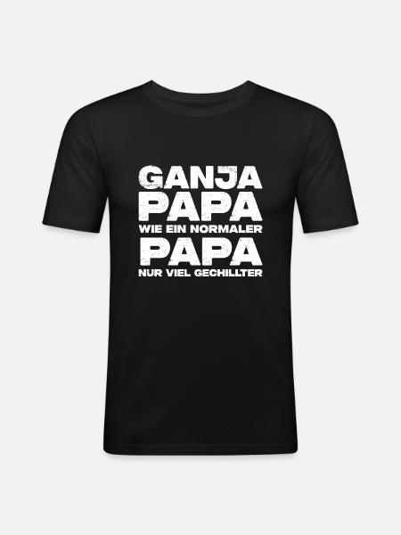Ganja Papa - Männer Slim Fit T-Shirt - Schwarz