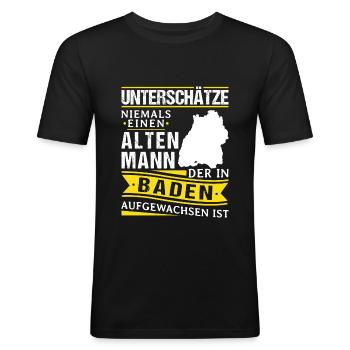 Badisch Dialekt Baden Württemberg - Männer Slim Fit T-Shirt - Schwarz - Vorne - Nik (191cm)