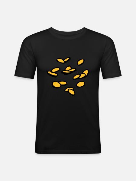 Coins Gold Gold Rain Taler - Men's Slim Fit T-Shirt - black