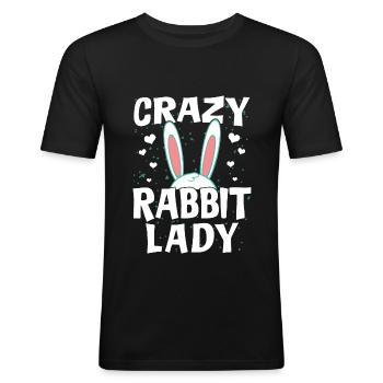 Crazy Rabbit Lady - Rabbit Rabbit Owner Fan - Men's Slim Fit T-Shirt - black - Front - Nik (191cm)