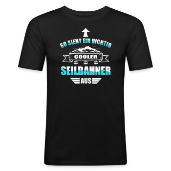So sieht ein richtig cooler Seilbahner aus - Männer Slim Fit T-Shirt - Schwarz - Vorne - Nik (191cm)
