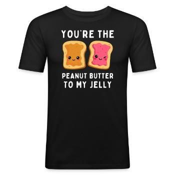 Saint-Valentin - Vous êtes le beurre de cacahuète - T-shirt près du corps Homme - noir - Devant - Nik (191cm)