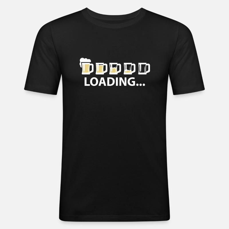 Drunk Loading Beer - Männer Slim Fit T-Shirt - Schwarz