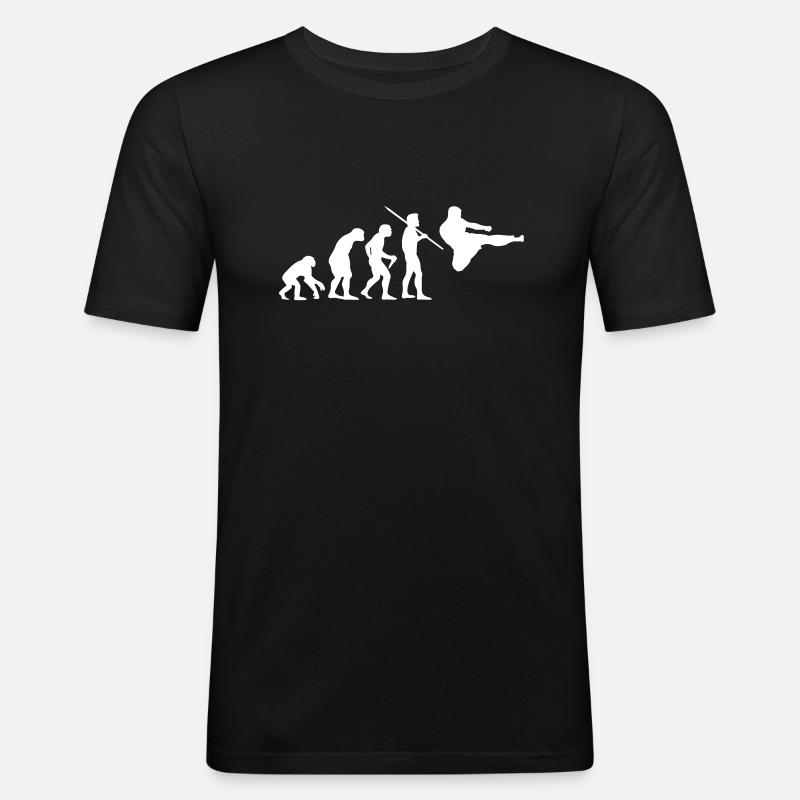 Evolution des Menschen - Kampfsport - Männer Slim Fit T-Shirt - Schwarz