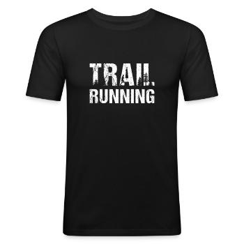 Trail Running - Männer Slim Fit T-Shirt - Schwarz - Vorne - Nik (191cm)