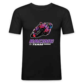 Moto Racing - Superbike - T-shirt près du corps Homme - noir - Devant - Nik (191cm)