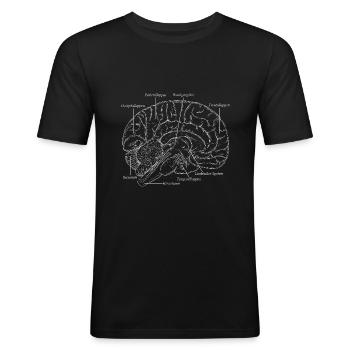 Die Anatomie des Gehirns vom Mensch - Männer Slim Fit T-Shirt - Schwarz - Vorne - Nik (191cm)