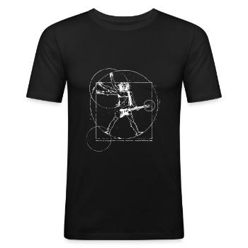Gitarre - Männer Slim Fit T-Shirt - Schwarz - Vorne - Nik (191cm)