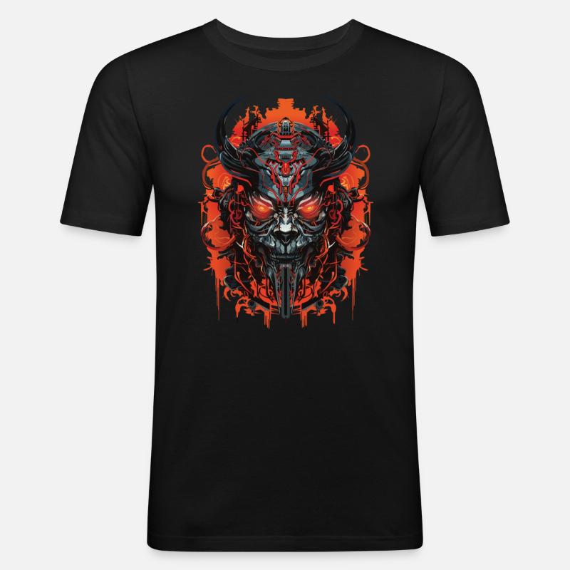 Tech Oni Mask - Männer Slim Fit T-Shirt - Schwarz