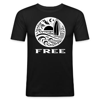 Surf - Männer Slim Fit T-Shirt - Schwarz - Vorne - Nik (191cm)