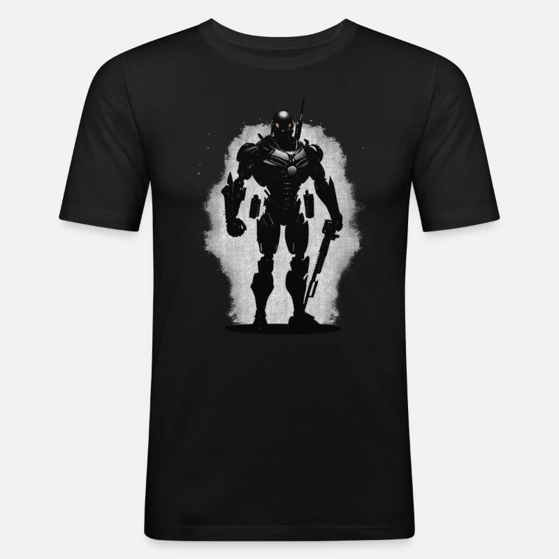 Roboter Krieger Robot - Männer Slim Fit T-Shirt - Schwarz