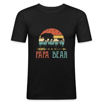 Papa ours T Shirt Vintage papa Wildling père - T-shirt près du corps Homme - noir - Devant - Nik (191cm)