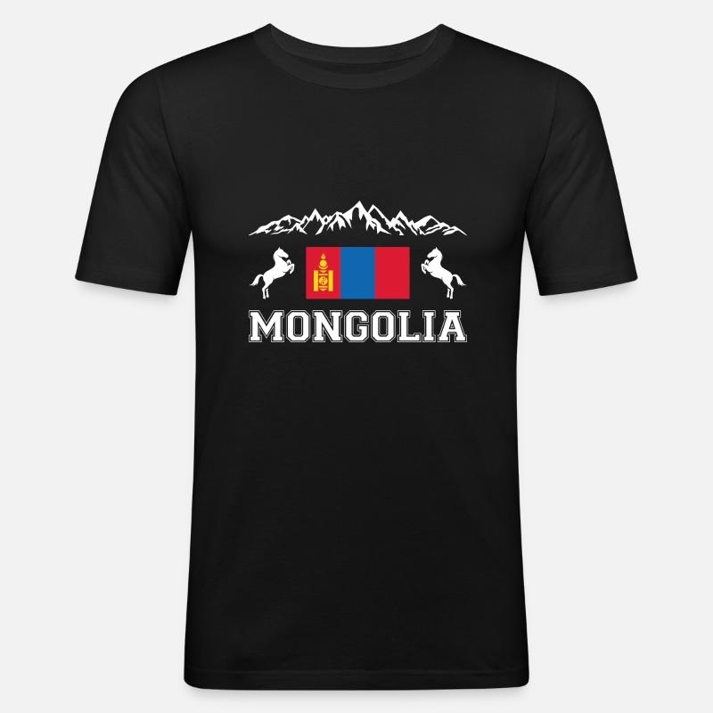 Mongolei - Männer Slim Fit T-Shirt - Schwarz