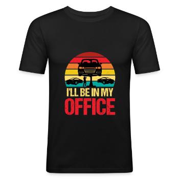 Ill Be in my Office, Mécanicien de garage automobile - T-shirt près du corps Homme - noir - Devant - Nik (191cm)