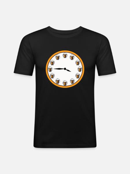 Beer Time Clock - Men's Slim Fit T-Shirt - black