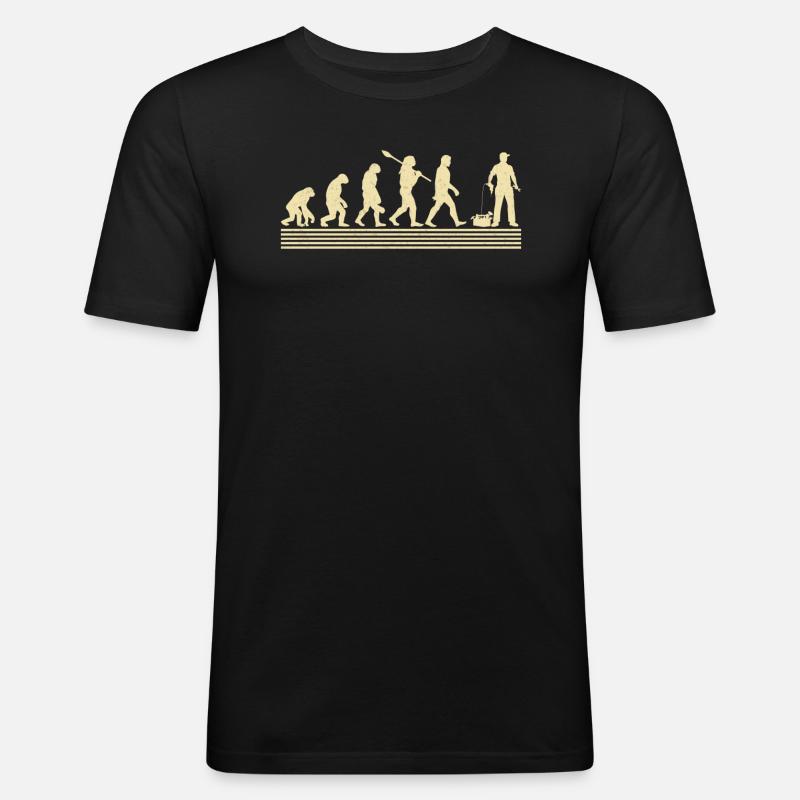 Mechanische Evolution - Männer Slim Fit T-Shirt - Schwarz