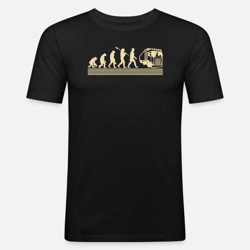 Lkw-fahrer-evolution - Männer Slim Fit T-Shirt - Schwarz