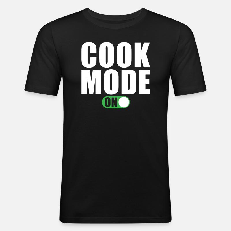 Koch Modus Ein - Männer Slim Fit T-Shirt - Schwarz