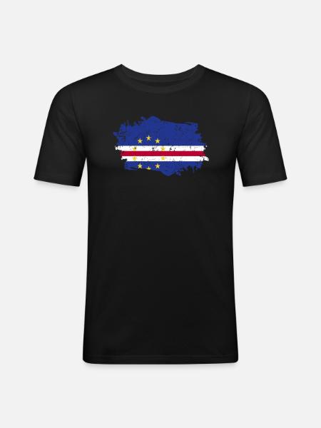 Cape Verde Flag Grunge Cape Verde Flag - Men's Slim Fit T-Shirt - black