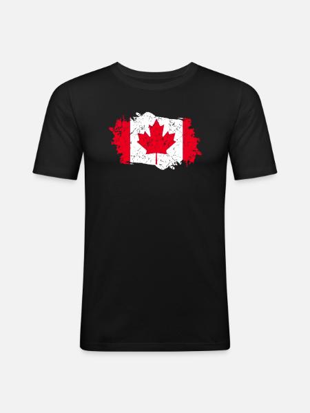 Canada Flag Grunge Canada Flag - Men's Slim Fit T-Shirt - black