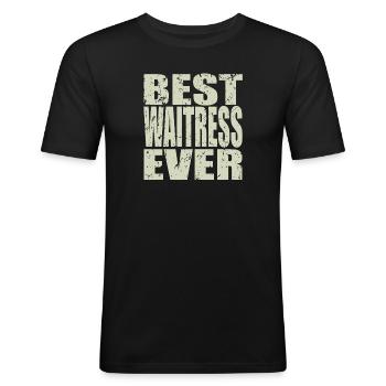 Best Bedienung ever Bedienung Geschenk - Männer Slim Fit T-Shirt - Schwarz - Vorne - Nik (191cm)