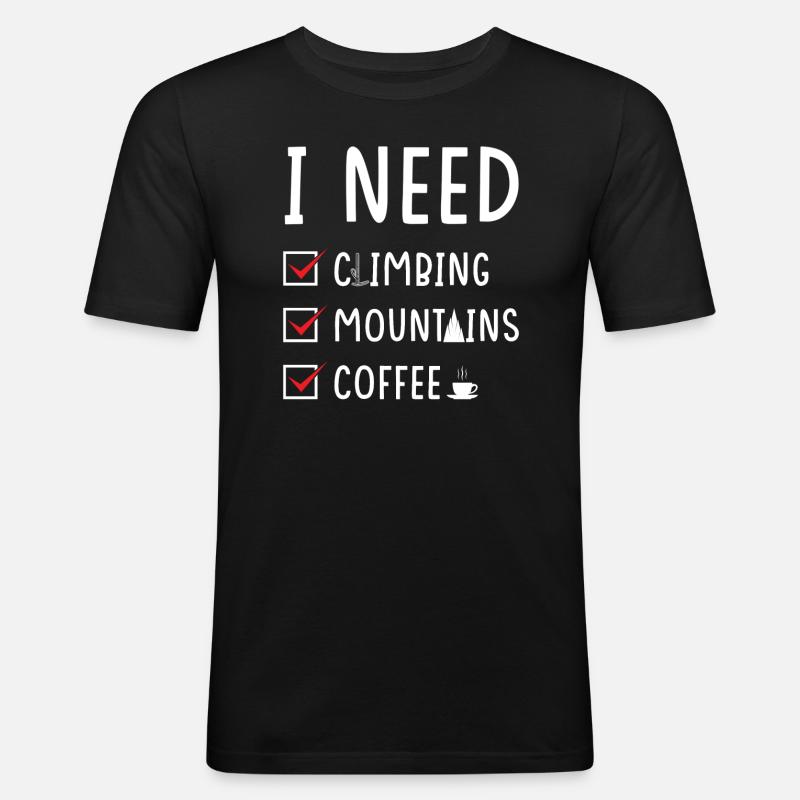 Klettern Berge Kaffee - Männer Slim Fit T-Shirt - Schwarz