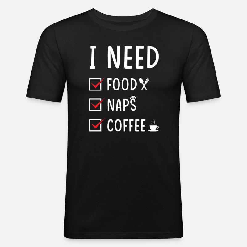 Essen Schlafen Kaffee - Männer Slim Fit T-Shirt - Schwarz