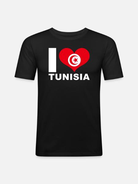 I love Tunisia heart flag Tunisia - Men's Slim Fit T-Shirt - black