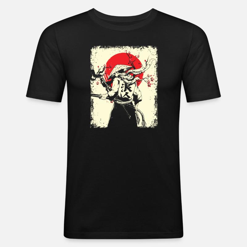 Samurai - Männer Slim Fit T-Shirt - Schwarz