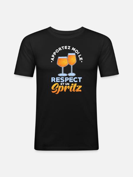 Spritz Cocktail - Männer Slim Fit T-Shirt - Schwarz