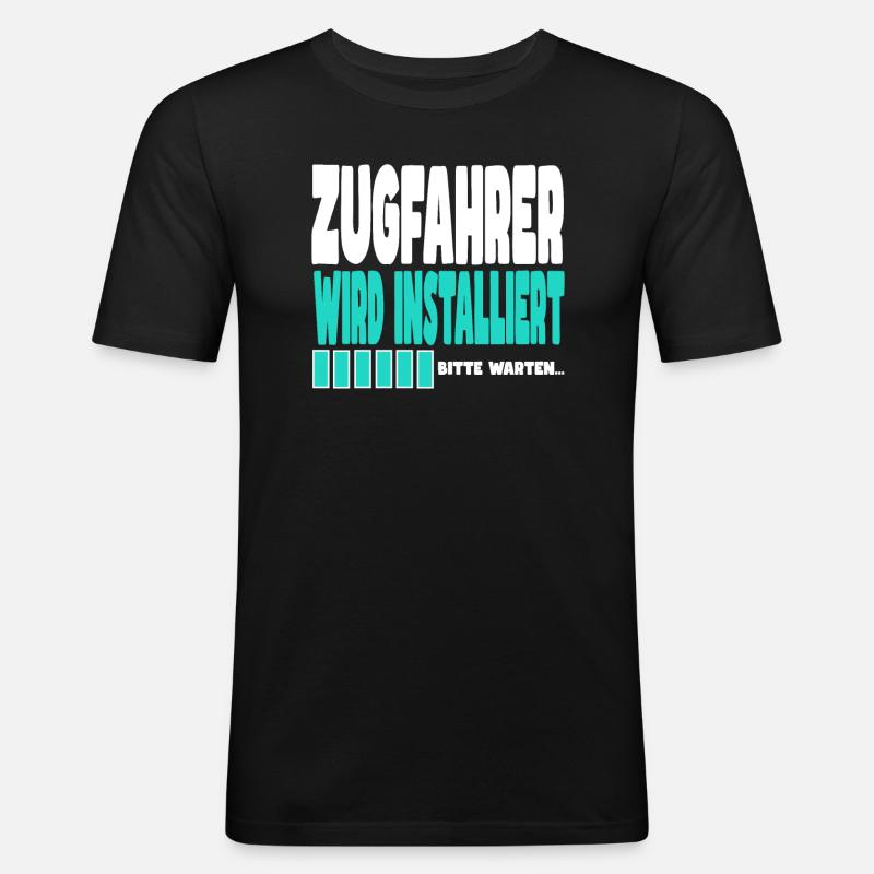 Zugfahrer wird installiert - Männer Slim Fit T-Shirt - Schwarz