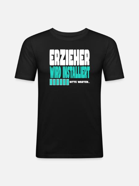 Erzieher wird installiert - Männer Slim Fit T-Shirt - Schwarz