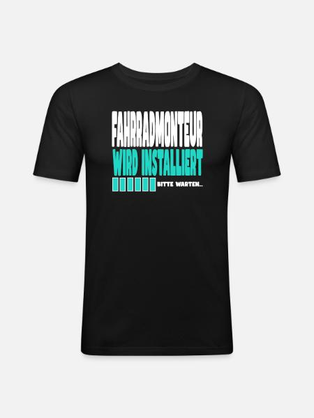 Fahrradmonteur wird installiert - Männer Slim Fit T-Shirt - Schwarz