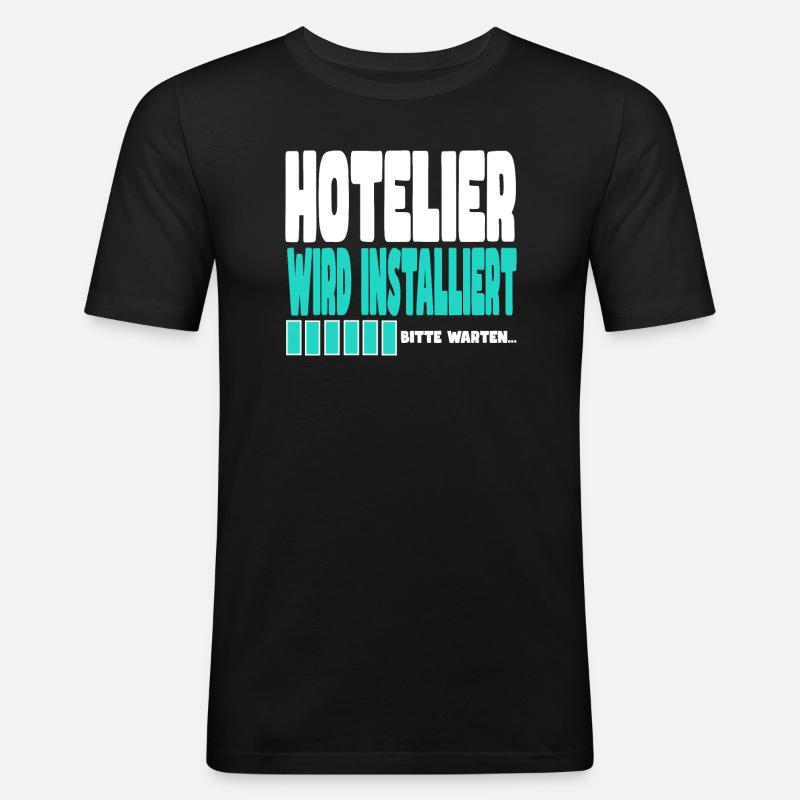 Hotelier wird installiert - Männer Slim Fit T-Shirt - Schwarz