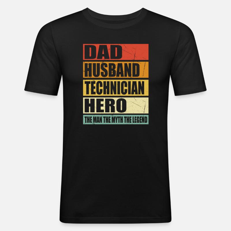 Vater Ehemann Techniker Held - Männer Slim Fit T-Shirt - Schwarz
