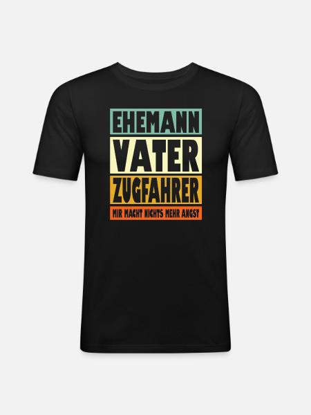 Zugfahrer Vater Ehemann Held - Männer Slim Fit T-Shirt - Schwarz