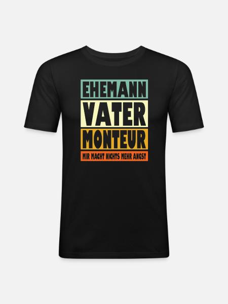 Monteur Vater Ehemann Held - Männer Slim Fit T-Shirt - Schwarz
