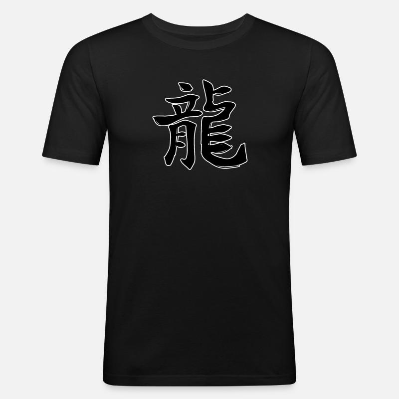 Drache Chinesisches Sternzeichen - Männer Slim Fit T-Shirt - Schwarz
