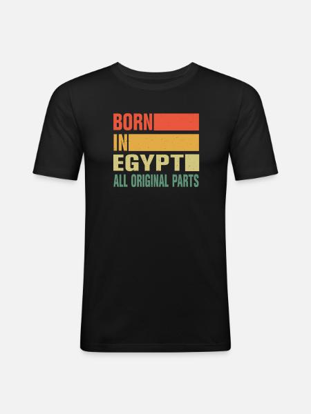 Né en Égypte - T-shirt près du corps Homme - noir