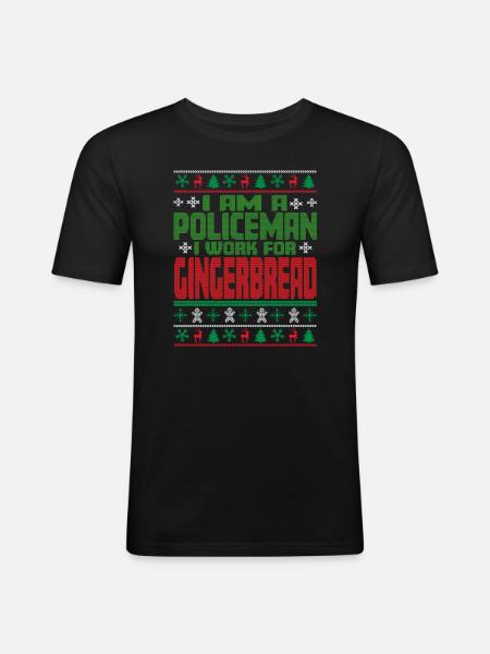 Policeman Christmas Quote - Men's Slim Fit T-Shirt - black