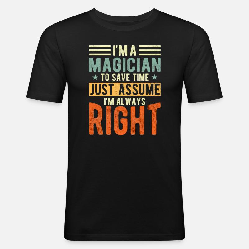 Zauberer - Männer Slim Fit T-Shirt - Schwarz