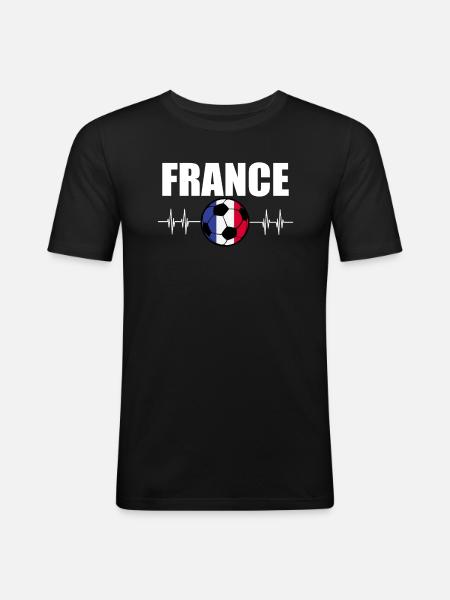 Frankreich Fußball - Männer Slim Fit T-Shirt - Schwarz