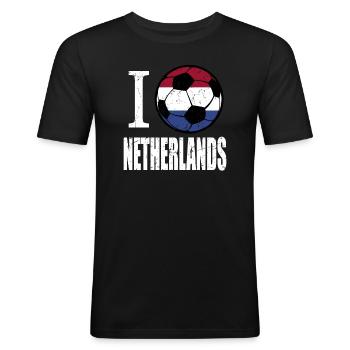 Pays-Bas de football - T-shirt près du corps Homme - noir - Devant - Nik (191cm)
