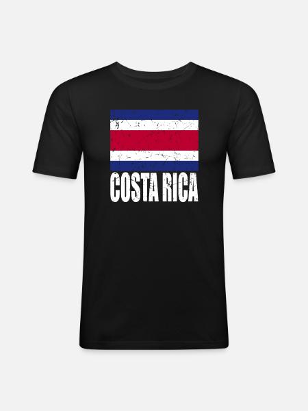 Costa Rica Flag - Men's Slim Fit T-Shirt - black