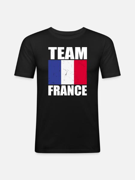 Team Frankreich Fußball - Männer Slim Fit T-Shirt - Schwarz