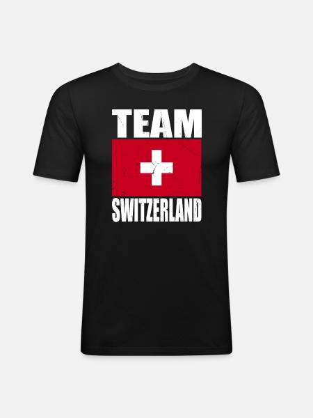 Team Schweiz Fußball - Männer Slim Fit T-Shirt - Schwarz