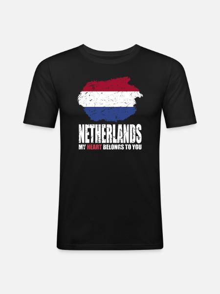Netherlands flag - Men's Slim Fit T-Shirt - black