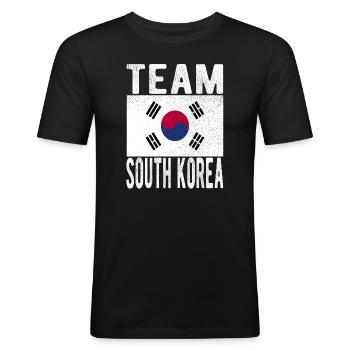 Drapeau de la Corée du Sud - T-shirt près du corps Homme - noir - Devant - Nik (191cm)